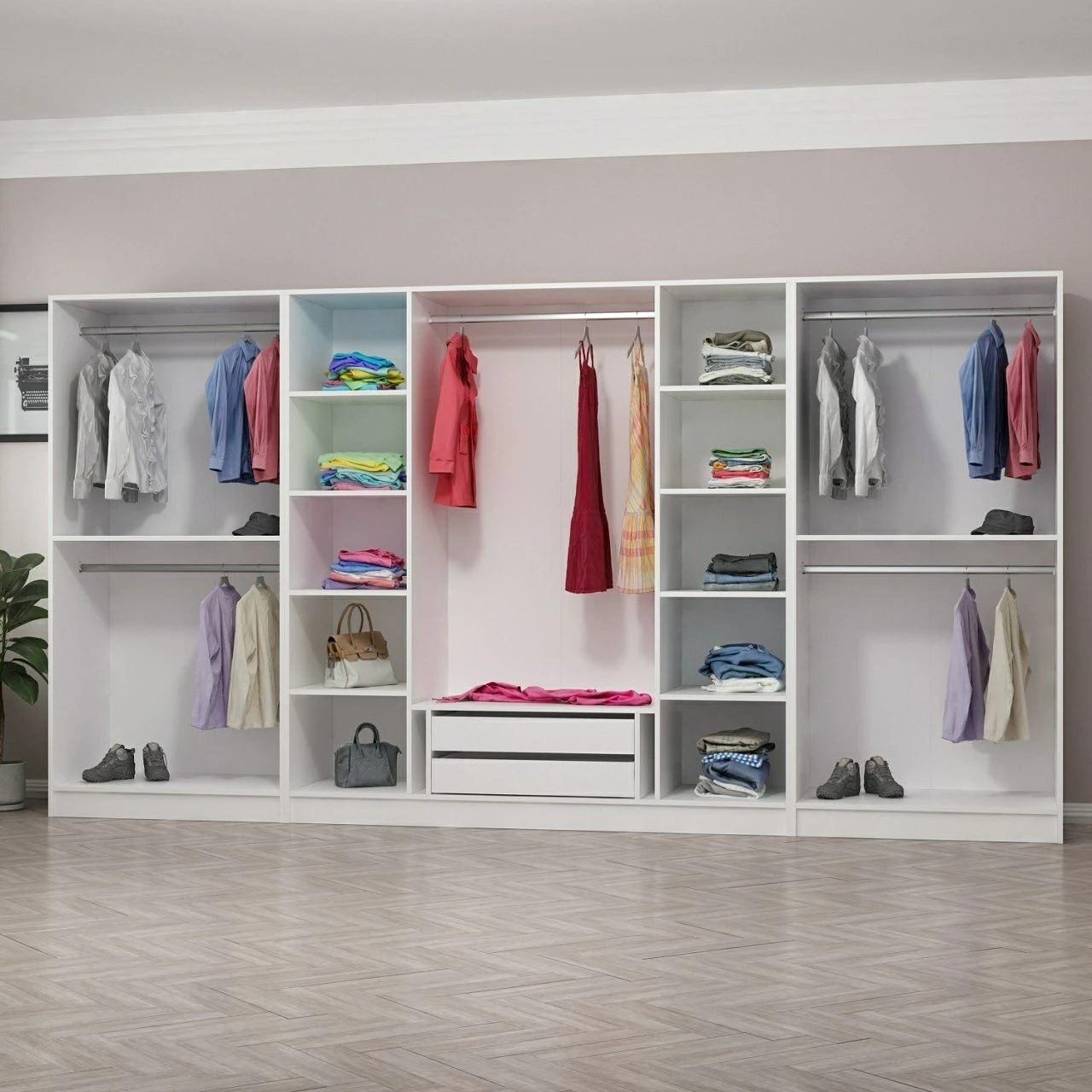 Dollap Skye Decor, i bardhë, 360x210x52cm, 8 pjesë