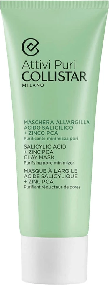 Maskë për fytyrë Collistar Pure Active Clay Mask me Acid Salicilik dhe PCA Zink për femra, 75ml