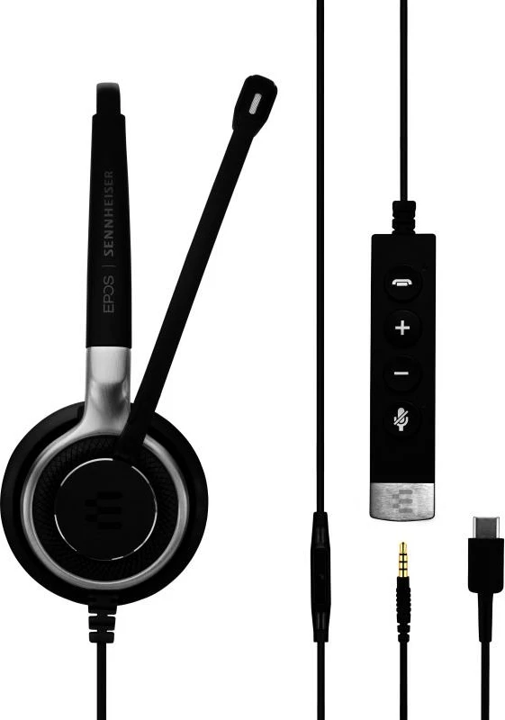 kufje me mikrofon, EPOS Sennheiser, Impact SC 635 (1000669), USB-C + 3.5mm, mono, ngjyrë e zezë/argjend