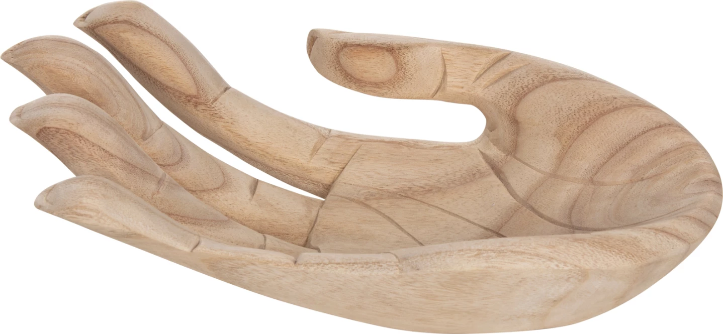 Dekor tavoline dorë e djathtë FH4278R, dru i ngurtë Albasia, ngjyrë natyrale, 30x20x10H cm