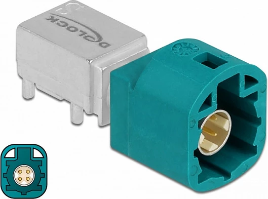 Adapter HSD Z DeLOCK 90357, mashkull 90°, kontakte të arta, blu
