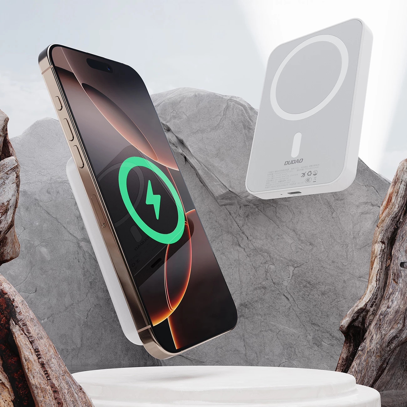 Power bank Dudao K26 10000mAh 20W USB-A/USB-C me MagSafe, e bardhë