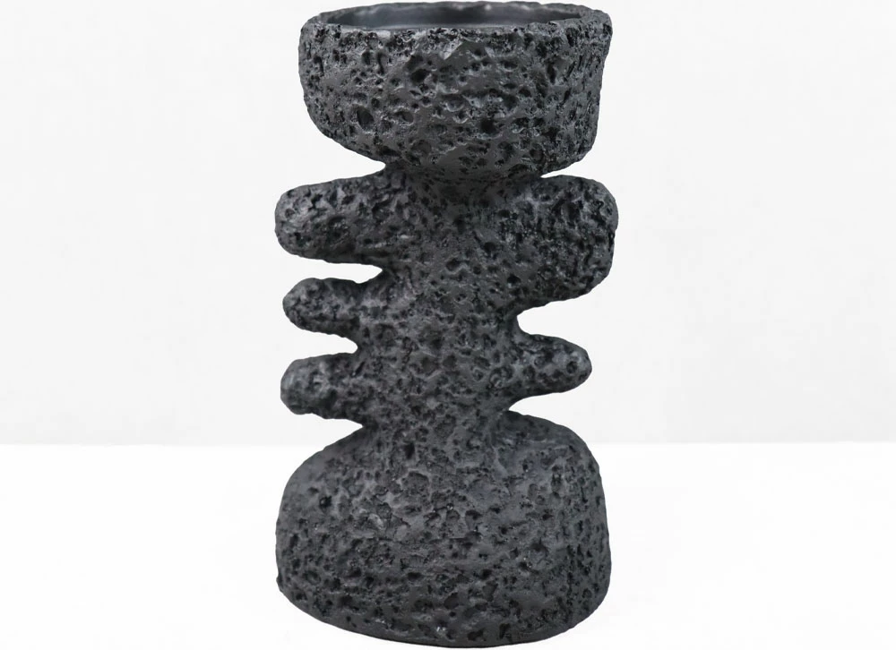 Mbajtës qirinjsh dekorativ KYCLADIC II, rrëshirë, ngjyrë e zezë, 12x10x20cm