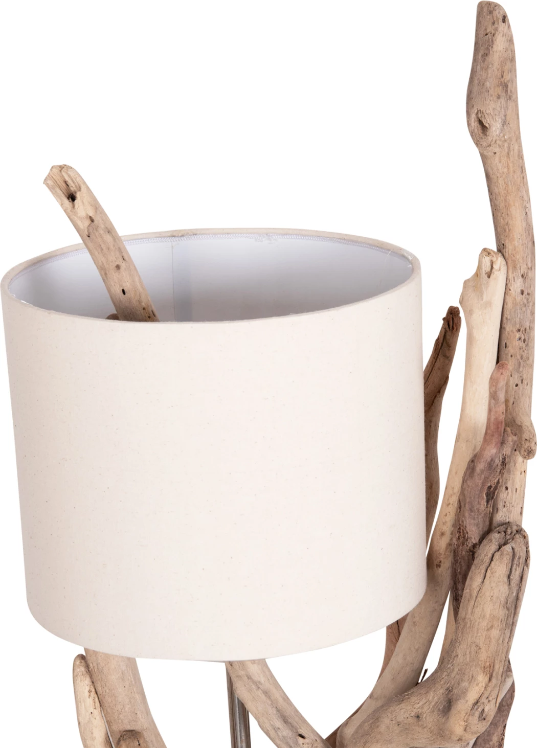Llambë tavoline BRAMBLE, dru driftwood natyral, kapak i bardhë, Φ28x65cm