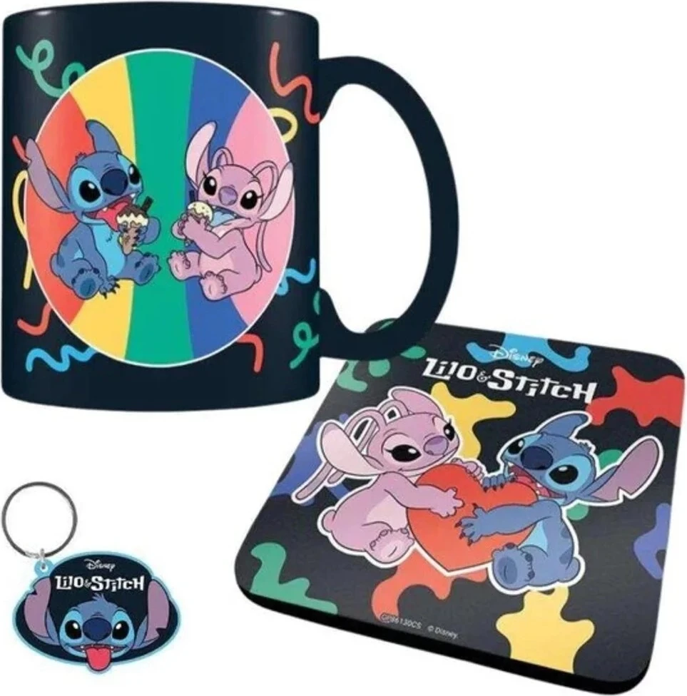Set dhuratë Pyramid International Disney Lilo and Stitch You\'re My Fave, 3 pjesë (filxhan + nënfilxhan + çelës), zi