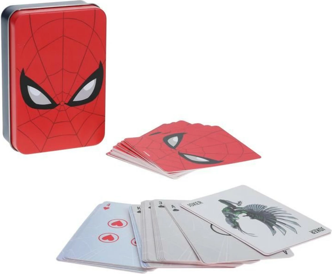 Letra loje Paladone Spider-Man, 54 karta, me kuti metalike, e kuqe
