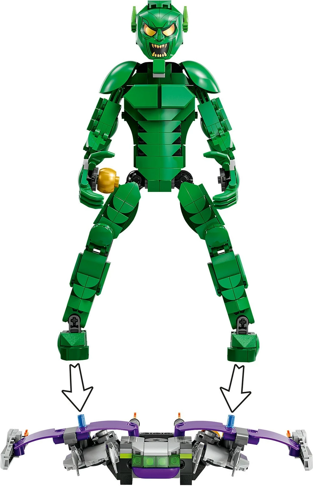 Set ndërtimi LEGO Marvel Green Goblin 76284, figurë ndërtuese, shumëngjyrëshe