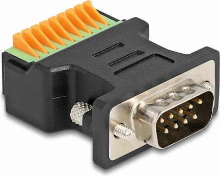 Adapter D-Sub 9-pin DeLOCK me terminal bllok 9-pin, me buton, i zi