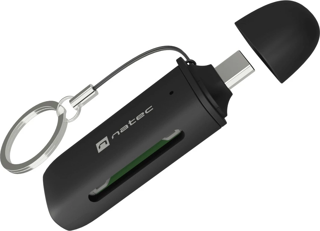 Lexues kartash USB-C, Natec Scarab C NCZ-2365, USB 3.2 Gen 1, SD/microSD deri 2TB, lexim i dyfishtë, OTG, e zezë