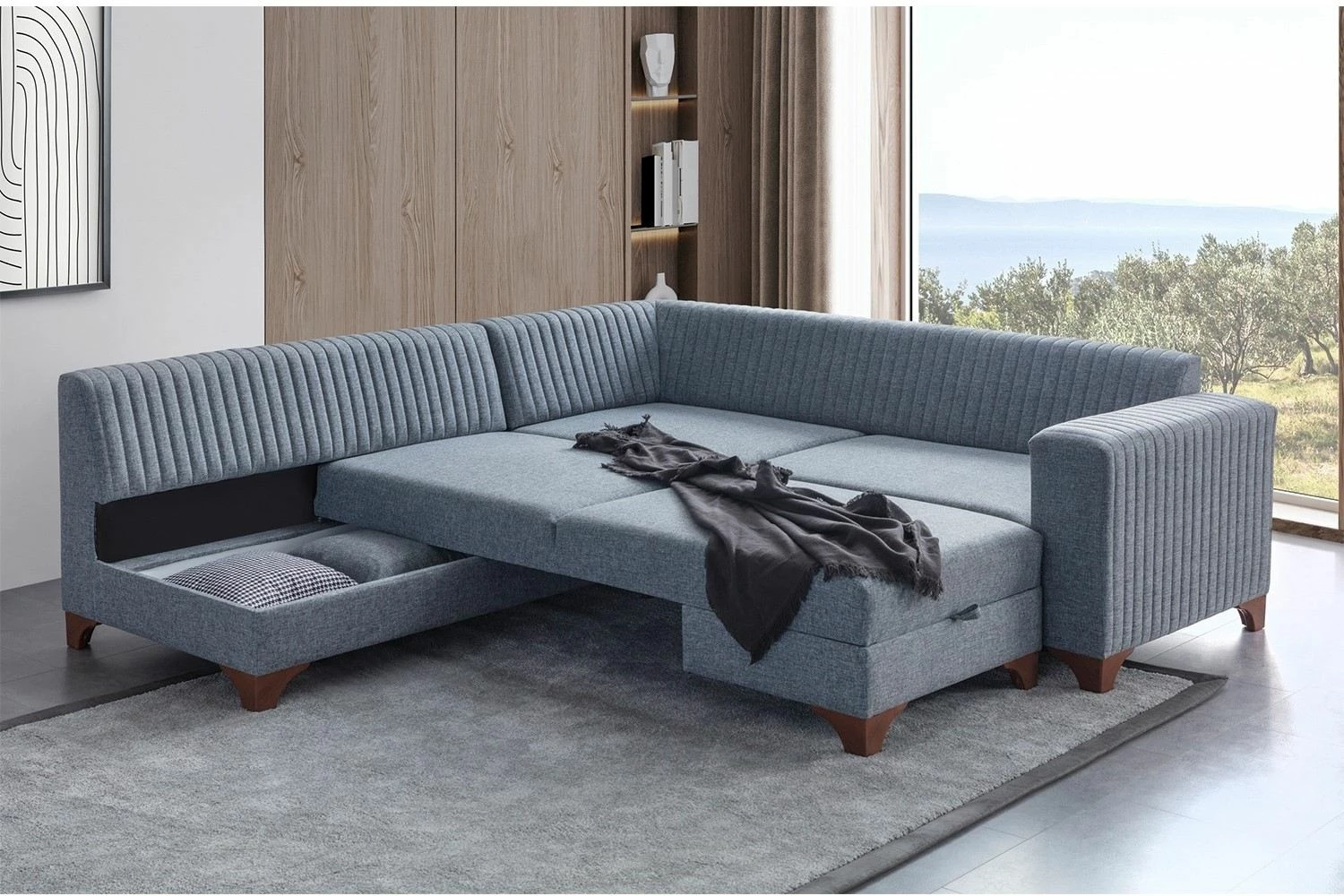 Kënd-sofë krevate, Atelier del Sofa, West Left, ngjyrë gri