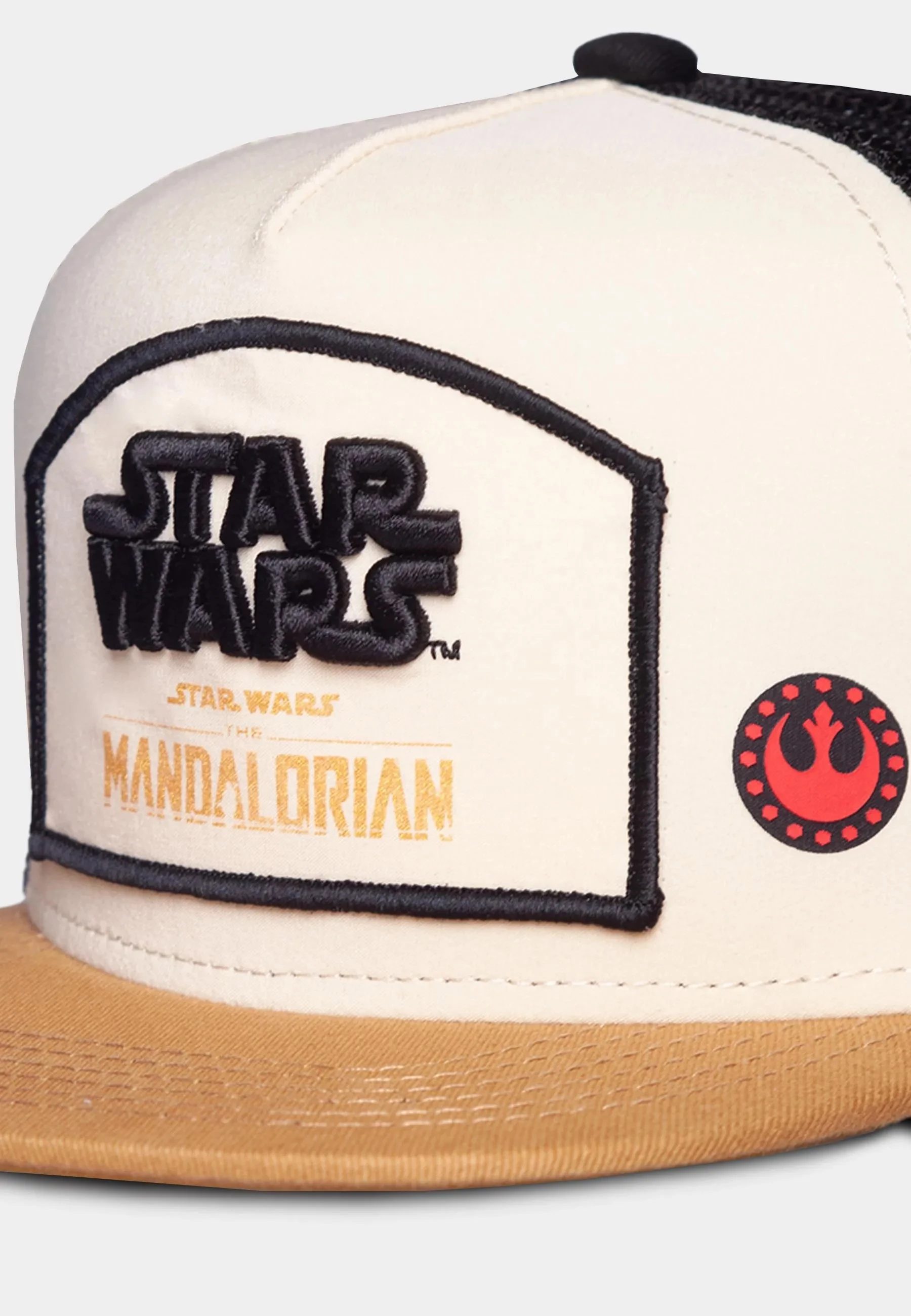 Kapele Difuzed The Mandalorian, e rregullueshme për djem, me rrjetë mbrapa, bardhë/zezë me vizor kafe
