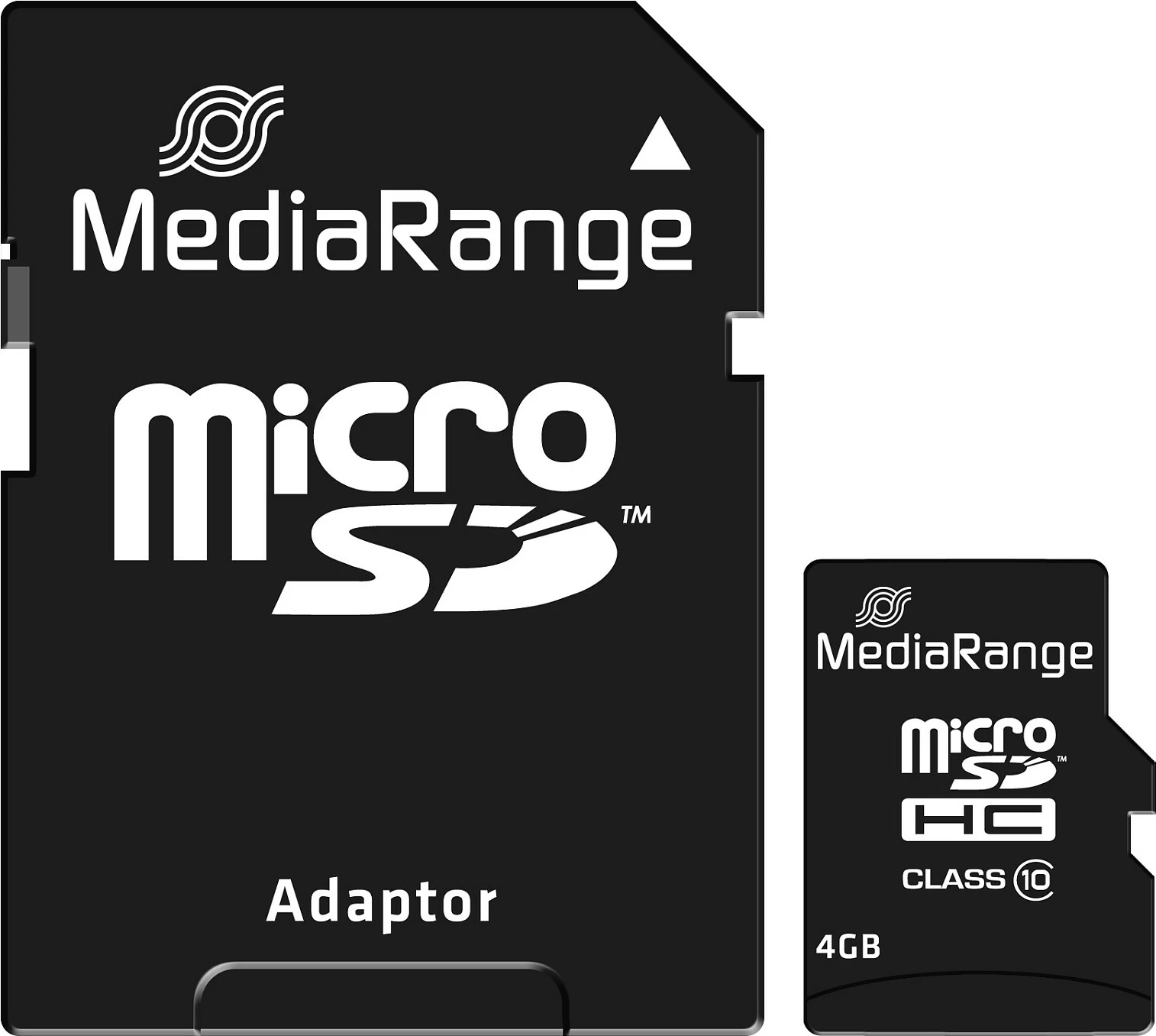 Kartelë memorie microSDHC MediaRange MR956, 4GB, Class 10, me adapter SD, e zezë