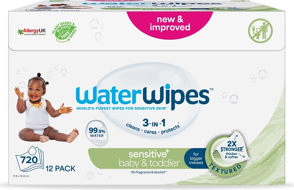 Shami të lagura për fëmijë WaterWipes Sensitive+ 99.9% ujë 12x60 copë