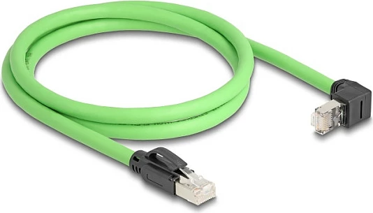 Kabllo rrjeti DeLOCK RJ45 Cat6a, 1 m, njëra anë këndore, SF/UTP, gjelbër/zezë