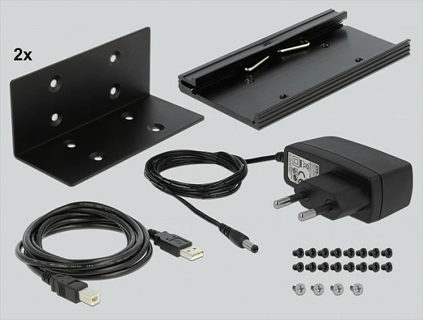 Hub serik DeLOCK USB 2.0 në 12x RS-232, metal, mbrojtje nga mbitensioni, i zi