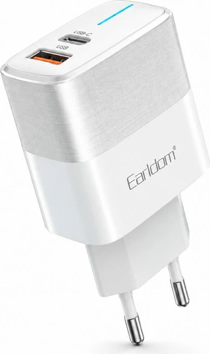 Karikues Earldom EU32 38W PD/QC me USB-C dhe USB-A, EU Plug