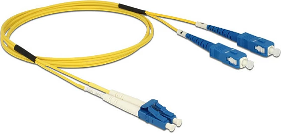 Kablë fibër optike DeLOCK LC-SC OS2, 1m, single-mode, LSZH, e verdhë