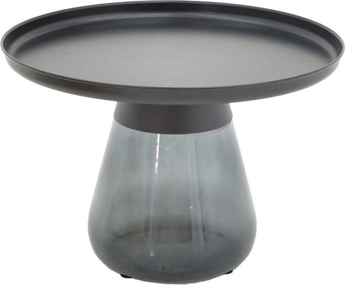 Tavolinë kafeje Kunlo Inart metal i zi-xham i zi D60x42cm