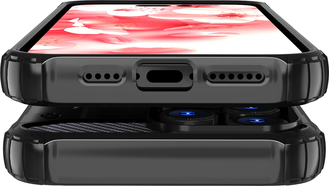 Mbështjellës Hurtel Hybrid Armor për iPhone 16 Pro, i zi