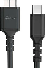 Kabllo MediaRange MRCS257 USB-C në Micro-USB B 3.0, 0.5 m, 5 Gbit/s, 3A, e zezë