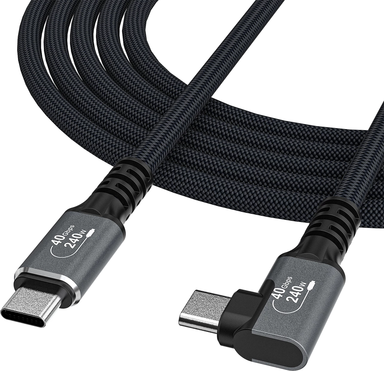 Kabllo USB-C Wozinsky WPS3-UY41S USB4 40Gb/s 240W 1m me konektor këndor, e zezë, me qese string