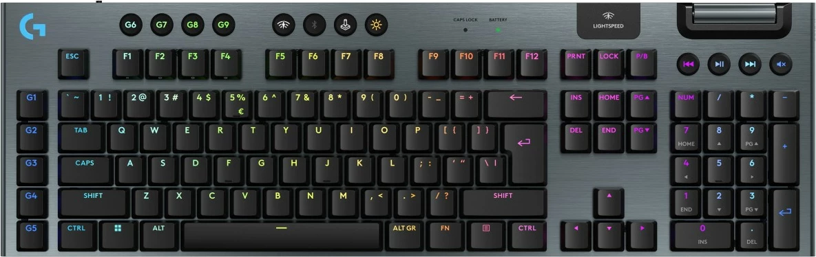 Tastierë gaming Logitech G915 X LIGHTSPEED, mekanike, wireless, RGB, full-size, e zezë