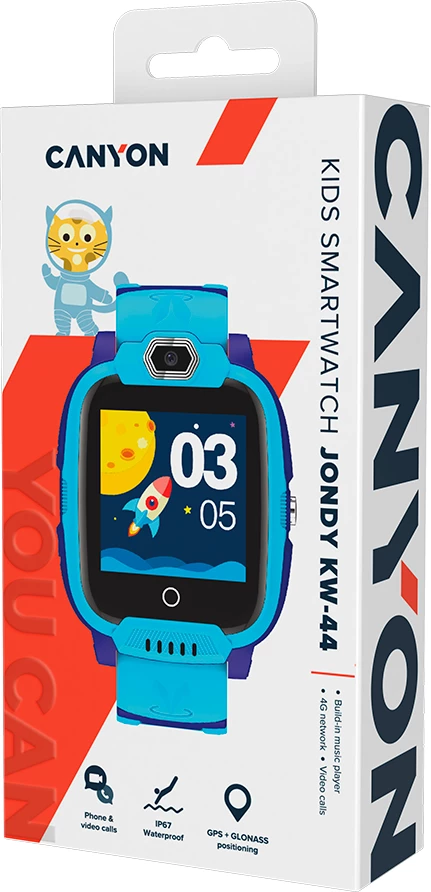 Smartwatch CANYON Jondy KW-44 4G, GPS, kamerë, muzikë, 1.44", blu