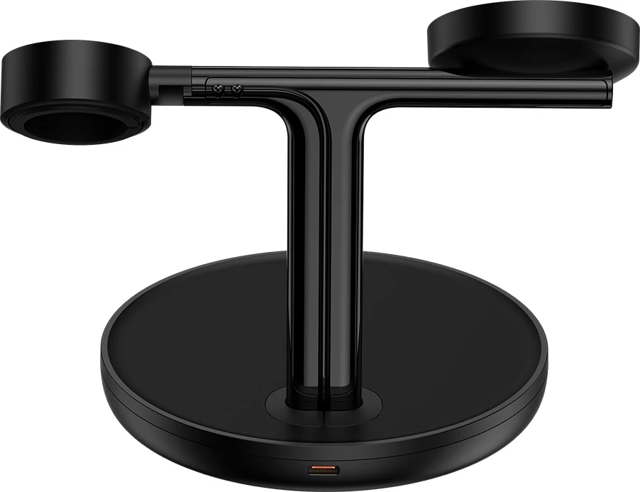 Karikues wireless 3-në-1 Baseus Swan me MagSafe, për iPhone, Apple Watch, AirPods, 1m USB-C, Zi