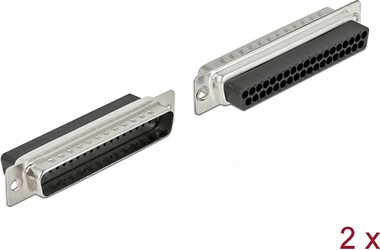 Konektor DeLOCK D-Sub 37 Pin mashkull (crimp), metal, 2 copë, i drejtë, zi/argjend