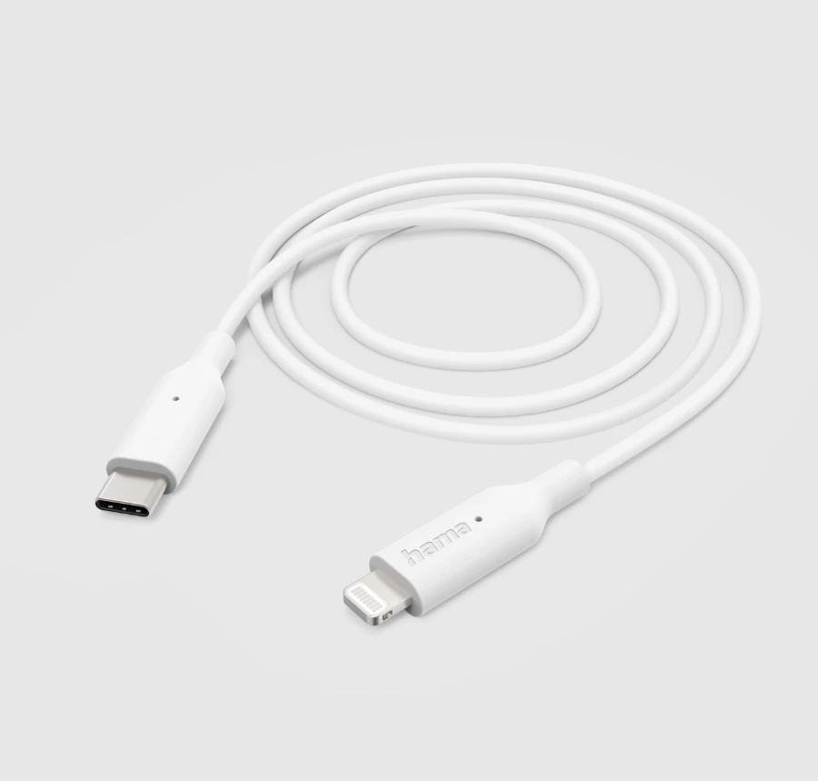 Kabllo karikimi Hama, USB-C - Lightning, 1 m, e bardhe