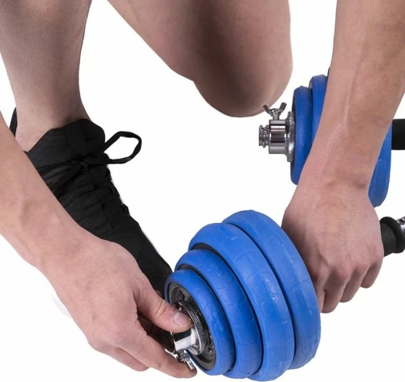 Set pesha 2-në-1 barbell dhe dumbbell HMS, unisex, argjend e kaltër