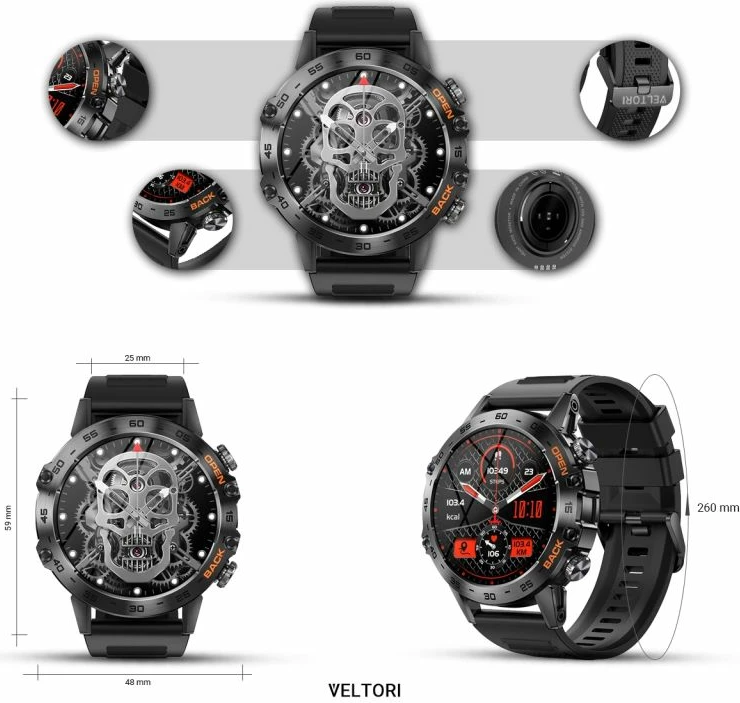 Smartwatch VELTORI unisex, e zezë