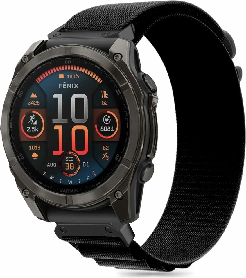 Rrip najloni për smartwatch Tech-Protect Nylon Pro Strap, për Garmin Fenix 5/6/6 Pro/7/8 (47mm), i zi