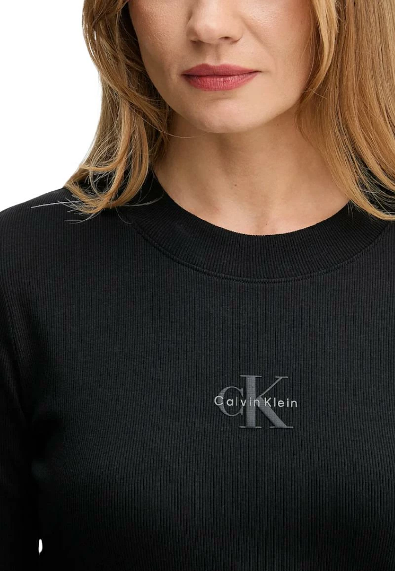 Maicë me mëngë të gjata për femra Calvin Klein Jeans A-LS MONOGRAM BABY LV047A803G, e zezë [Madhësia: S]