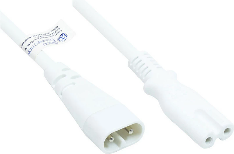 Kabllo rryme GoodConnections P0870-W020, IEC C7 në C8, 2 m, 250 V, e bardhë