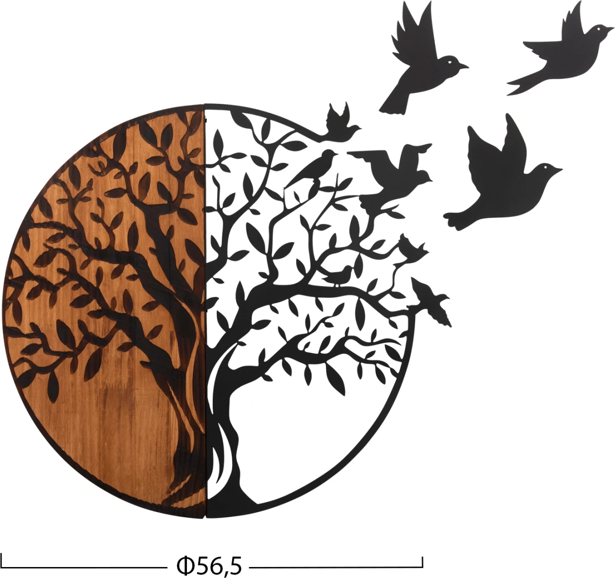 Dekor muri iluzion FH4647 metal-dru 56.5x3(trashësi)x56.5Hcm