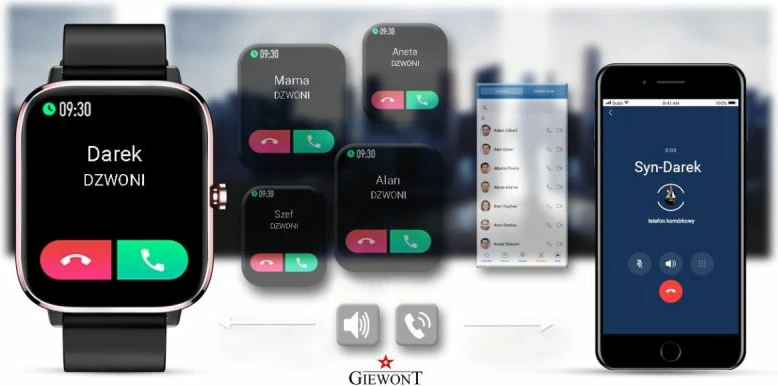 Smartwatch për femra Giewont, rozë e zezë