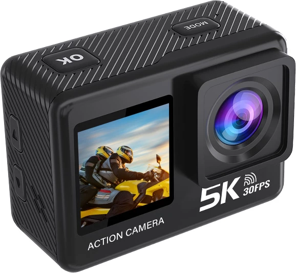 Kamerë aksioni Moye Venture 5K Duo V2, 50MP, dy ekranë, Wi‑Fi, microSD deri 128GB
