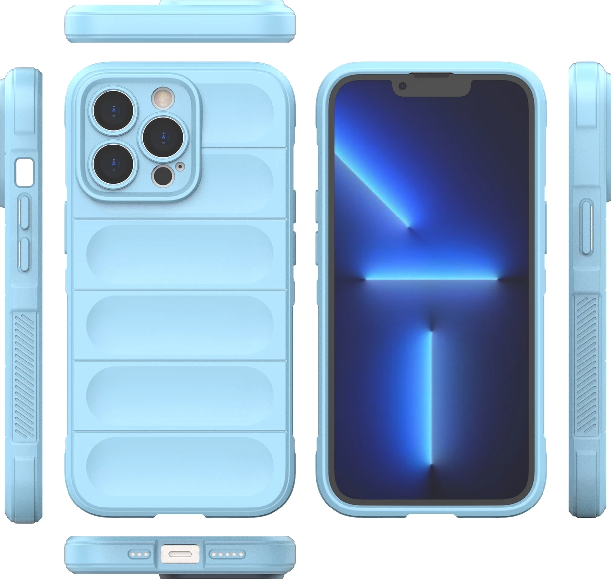 Mbështjellës Hurtel Magic Shield Case për iPhone 13 Pro, fleksibël, i blinduar, Kaltër e lehtë