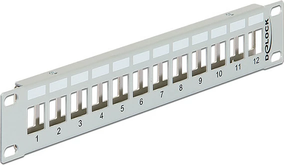 Patch panel DeLOCK 43327, 1U, 12x Keystone, 10", metal, gri