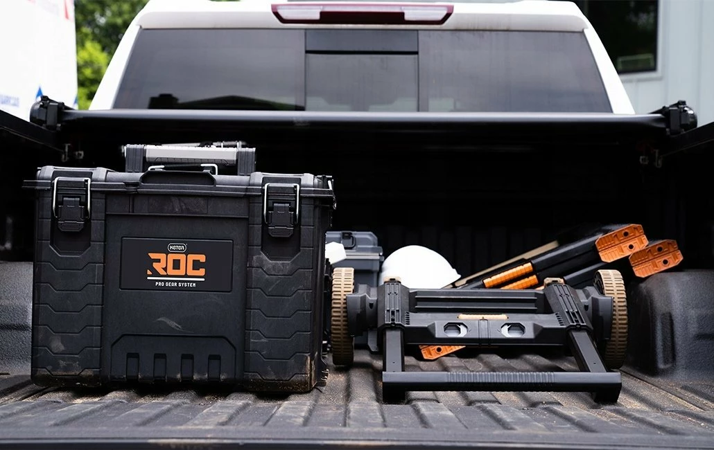 Set kuti veglash me rrota Keter ROC Pro Gear 2.0 111L, 64.8x47.8x87.2cm, waterproof, modular, e zezë, set 3 copë