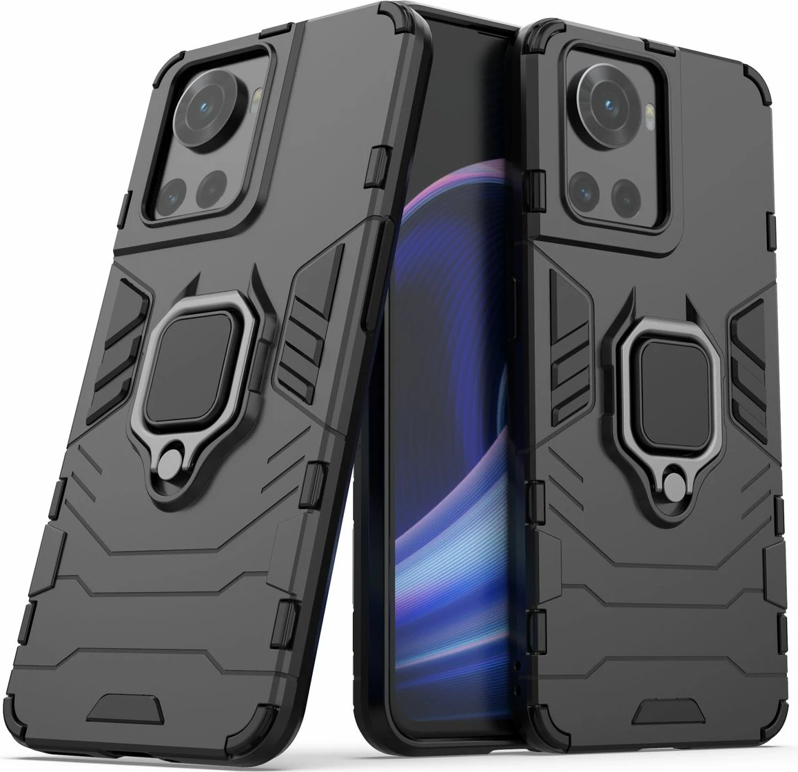 Mbështjellës Hurtel Ring Armor për OnePlus Ace, me dorezë magnetike, i zi