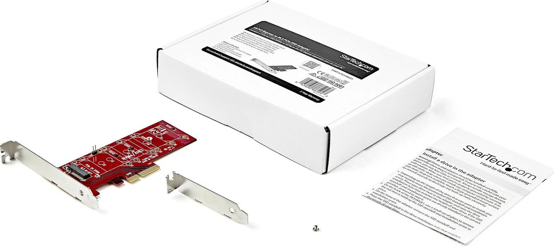 Adapter PCIe në M.2 NVMe SSD StarTech PEX4M2E1, PCIe 3.0 x4, full-height/low-profile, i kuq