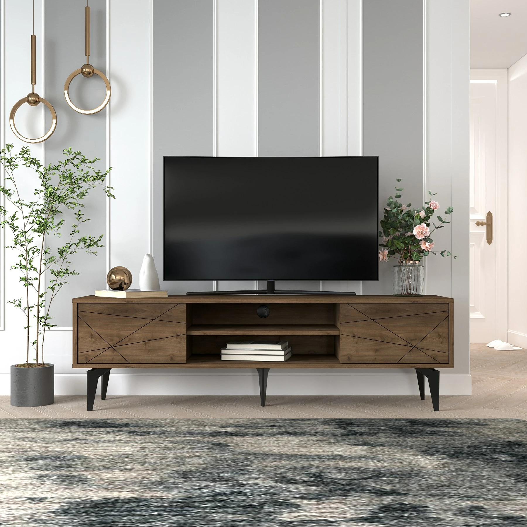 Komodë TV Brendon, ngjyrë arre, Skye Decor