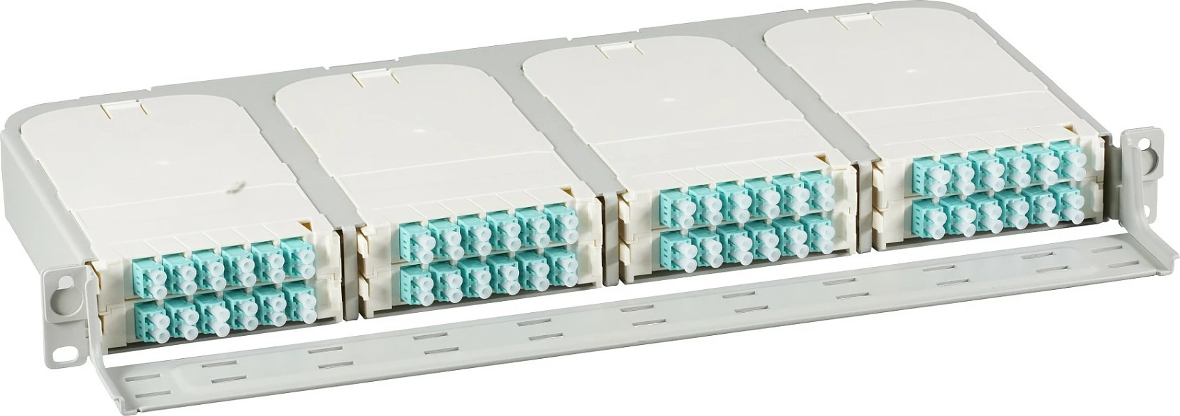 Panel/mbajtës FTTH 19" 1U EFB Elektronik FTTH-MODUL-X, për 8 module, me menaxhim kabllosh, gri e hapur