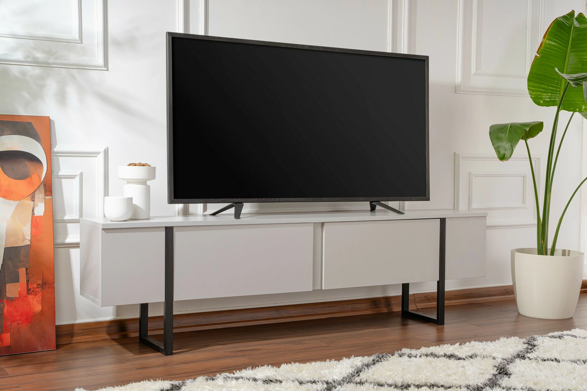 Komodë TV Nordure, Serenity, gri, e zezë