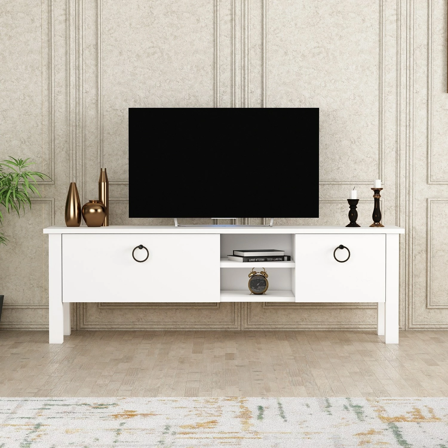 Komodë TV Hanah Home, ngjyrë rozë-bardhë
