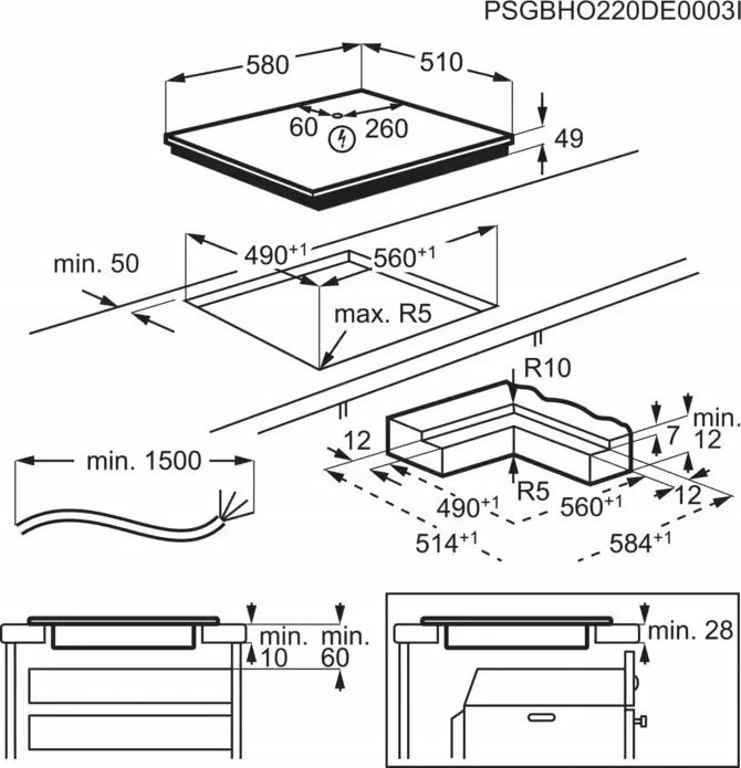 Pllakë gatimi me induksion Electrolux EIS62453IZ 60 cm 4 zona, e integrueshme, e zezë