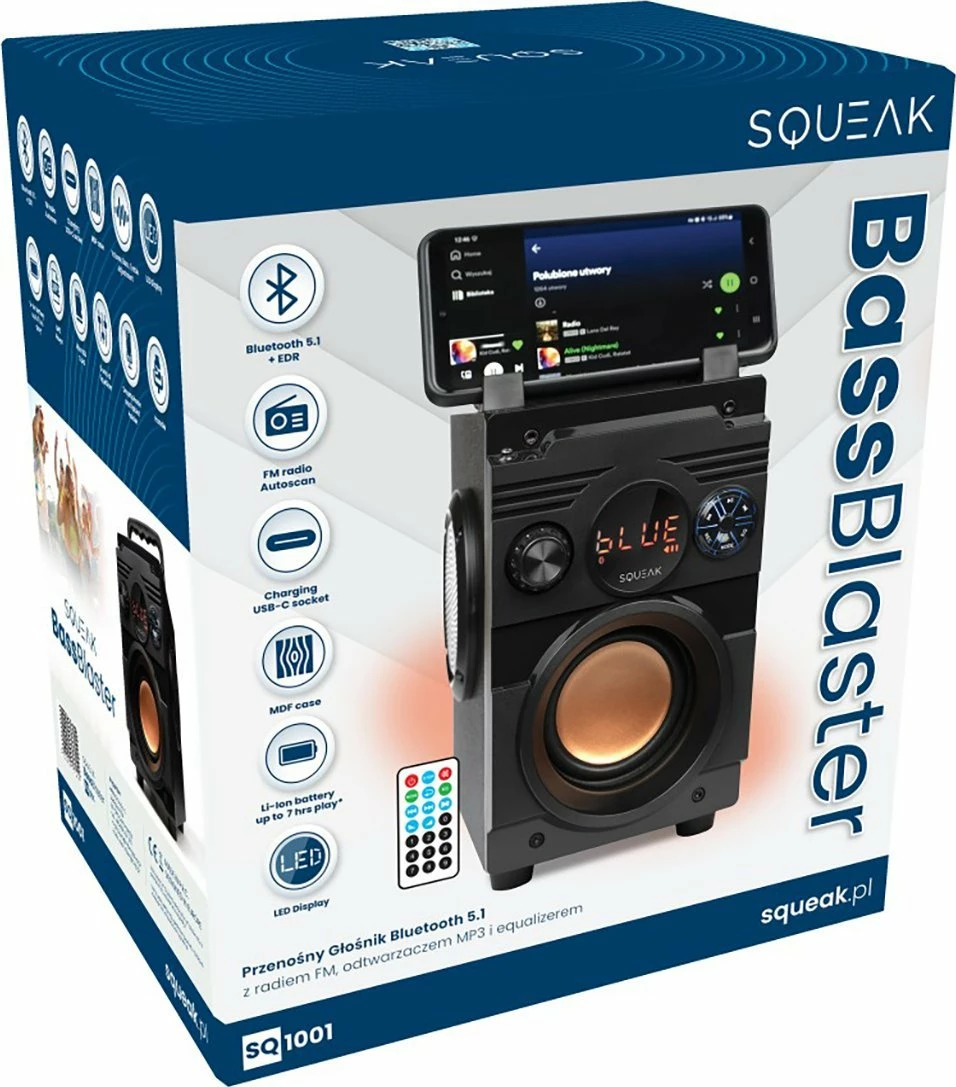 Altoparlant Bluetooth SQUEAK BassBlaster SQ1001 18W, 7h bateri, i zi