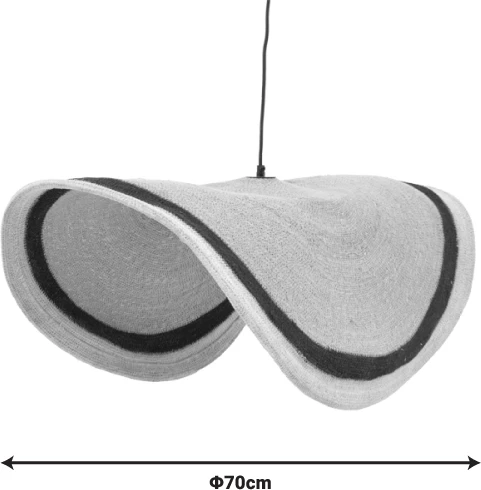 Dritë tavani Hatchie, natyrale-e zezë-e bardhë, seagrass-hekur, D70x123cm